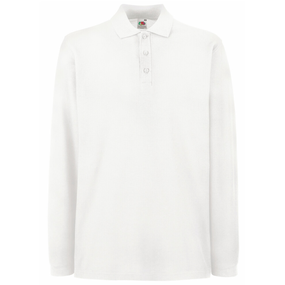Fruit Of The Loom (2Xl, ) Mens Premium Long Sleeve Polo Shirt White
