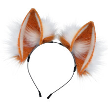 Lolitas Headdress Faux Furs Wolf Ears Headband Maid-f white