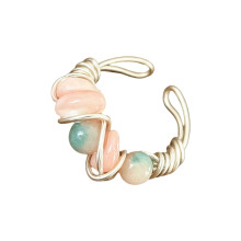 Bague géométrique contemporaine avec perles colorées, pièces-22