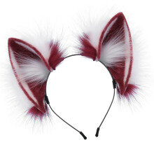 Plush Cats Ears Hair Band Wolf Foxes Ears-wine red white