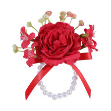 Elegante Seidenblumen-Handgelenkkorsage mit künstlichen-B rot