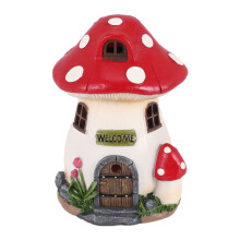 Mushroom House Solar Lamp Resin  Gardening Garden Miniature Fairy Landscape House Decoration Ornament