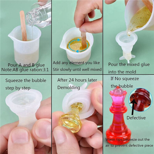 10 Set Chess Mold for Resin Silicone Chess Resin Mold Chess Crystal Epoxy Casting Molds