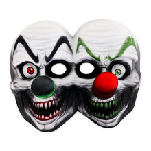 Clown-Maske mit roter Nase, realistische Perücke,
