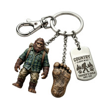 Unique Cryptid Themed Key Ring With Detailed Bigfoots Figure And