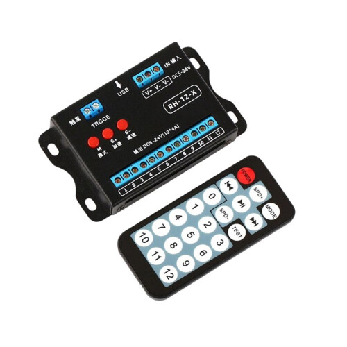DC5-24V 12-Channel LED Controller Programmable Single Color RGB Controller with RF Remote Control