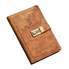 Retro-Tagebuch mit Passwortsperre, Hardcover, PU-Leder,-braun