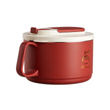Food Grade 304 Stainless Steel Soup Bowl With Spoon-Red 1650ML