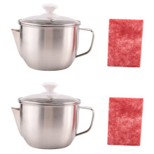 2X 1000 Ml Roestvrijstalen Soepolieafscheider, Oliefilter, Olievettenafscheider met Deksel, Oliesoepkookzeef