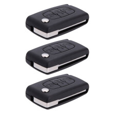3X Flip Vikbar Fjärrkontroll NyckellöSt Nyckelfodral för Bil för 407 307 308 607 3 Knappar