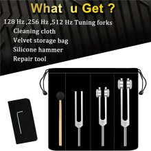 3X StäMgafflar Set-128 Hz, 256 Hz, 512 Hz, StäMgafflar Perfekt för Healing, Chakra, Ljudterapi, HåLla Kropp, Sinne och Ande