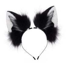 Eye Catching Dark Themed Animal Ear Headband-black and white