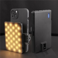Luz Portátil Quadrada e Suave para Fotografia e Vídeo, Recarregável, com 3 Modos de Iluminação e Clipe para Celular.