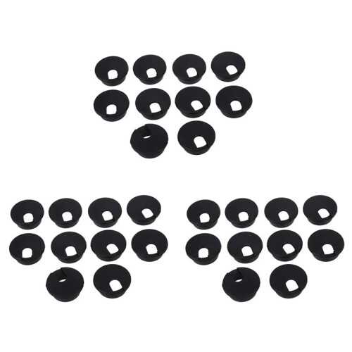 30 Pcs 35mm Black Cable Grommet Cable Outlet Desk Table Wire