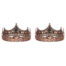 2X King Crowns för Men - Barock Vintage Rhinestone Crystal Crown, Full Kings Crown för Män för Teaterbalfest