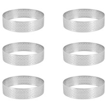 Paquete de 60 Anillos de Tarta de Acero Inoxidable, Anillo de Mousse de Pastel Perforado Resistente Al Calor, Herramientas de Rosquilla para Hornear