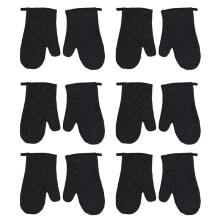 6 Paar Kueche Handwerk Hitzebestaendige Handschuhe Baumwolle Topflappen Kochen Backen Topf Halter Schwarz