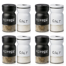 4X Farmhouse Salt and Pepper Shakers Set with Adjustable Lids, Modern Home Country Kitchen Decor, Cute Shaker Set