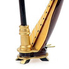 HöLzerne Miniatur Harfe mit Koffer Musik Instrument Replik Miniatur Puppen Haus Modell Haus Dekoration
