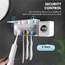 2X Esterilizador y Soporte para Cepillos de Dientes UVC de Pared, Limpiador de Cepillos de Dientes, Soporte para Cepillos de Dientes con 4 Ranuras y