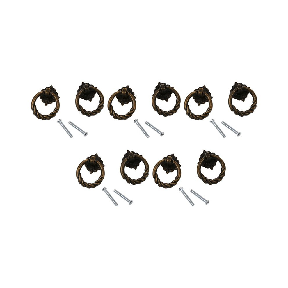 10Pcs Vintage Cabinet Drawer Dresser Cupboard Pull Handle Knob With Screws-Antique Brass 4712778231727