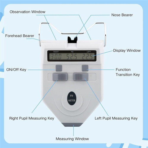 Optical Digital Pupilometer with Memory Function, LCD Display Pupillary Distance Meter, Diopter Compensation Distance