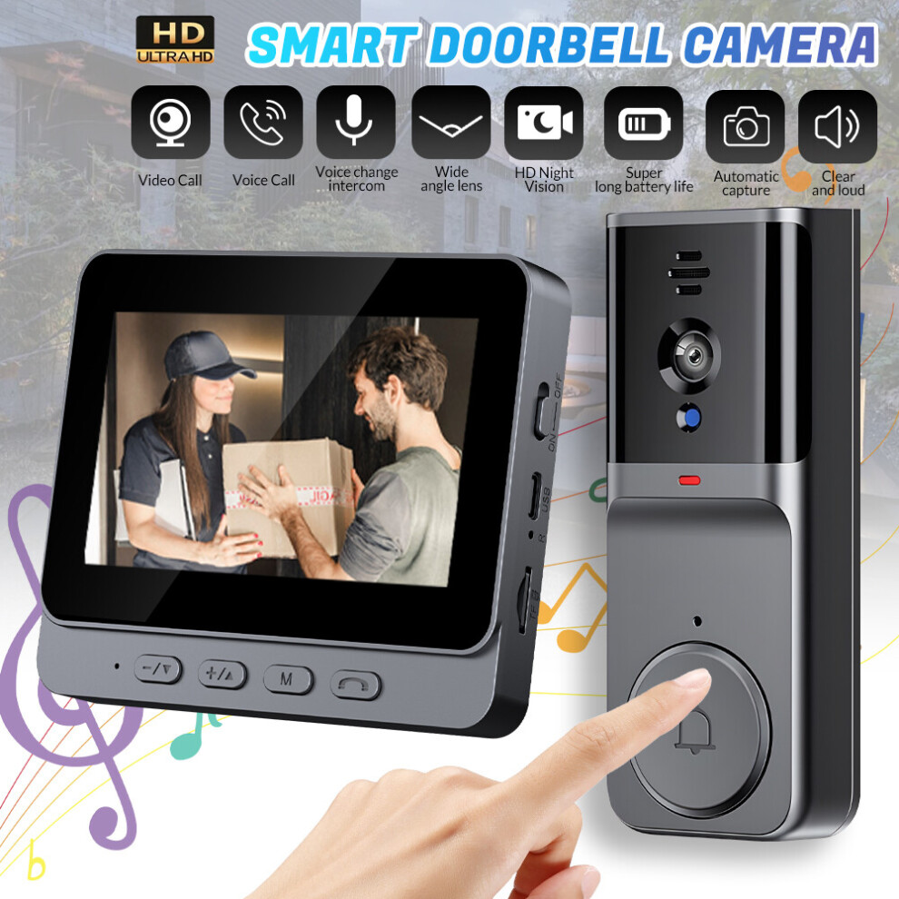 Wireless Video Door Bell Phone Intercom System Monitor Doorbell Camera Kit 703052549298