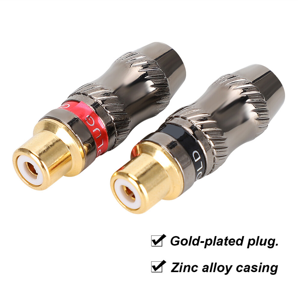 Zinc Alloy Rca Female Solder Connector Pair Gold 7055741900747