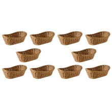 10X Oval FläTad VäVd  Brödkorg Serveringskorg, 11 Tums FöRvaringskorg för Mat Frukt Kosmetisk FöRvaringsbord och Badrum