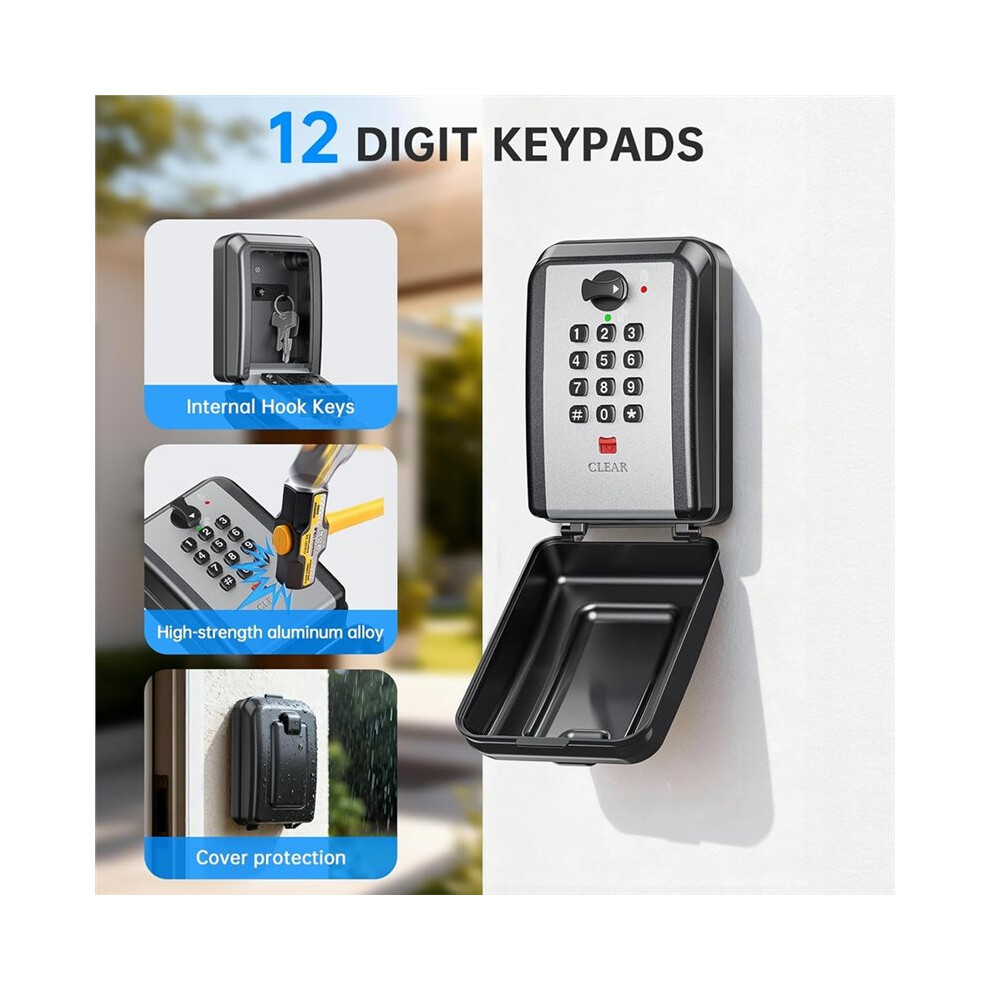 Key Lock Box With 12 Digit Combination Lockbox For Keys With Resttable Code,Large Capacity & Outdoor 4711235122714