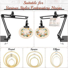 Embroidery Hoop Holder, Adjustable Embroidery Hoop Holder with Instruction Holder, Stitchand Embroidery Projects