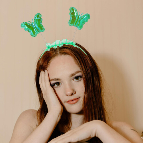 4Pcs Tiara Infantil Verde Com Adereço Para Festas 2