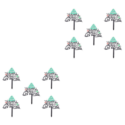 10Pcs Enfeites De Acrílico Verde Tema Natal Para Bolo E Sobremesas 1