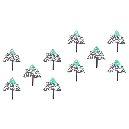10Pcs Enfeites De Acrílico Verde Tema Natal Para Bolo E Sobremesas 2