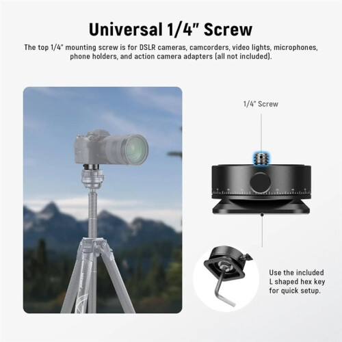 NEEWER Panoramic Quick Release Plate 360 Scaled Panning  Camera Tripod Mount Adapter for DSLR Camera Camcorder 1