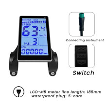 Bicicleta EléTrica LCD Medidor 5 Pinos 24V 36V 48V 60V Scooter EléTrico Universal M5 Tela Painel LCD Conector ImpermeáVel