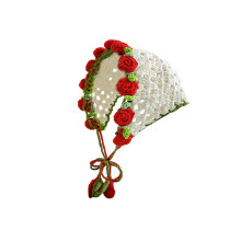 Foulard de tête triangulaire en Crochet en coton doux,-Rouge