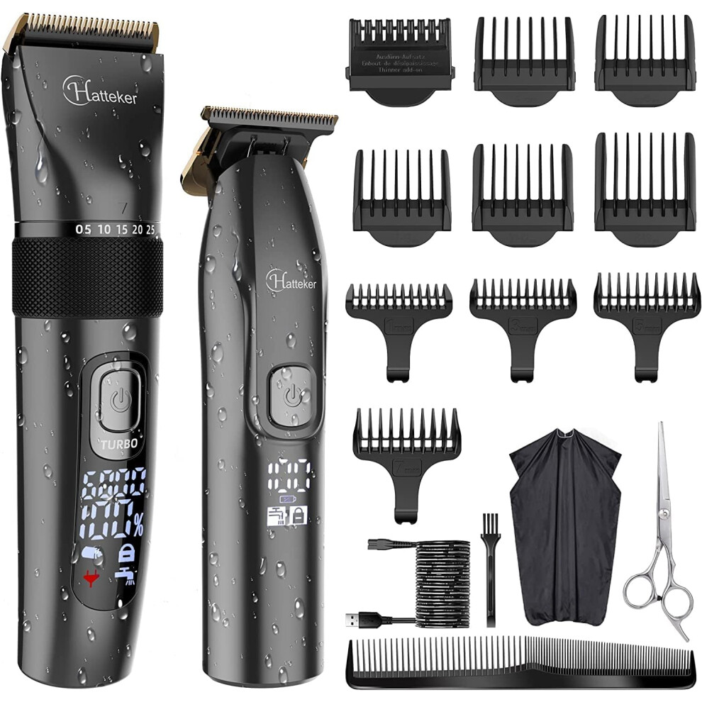 Hatteker Black Hair Clippers T-Blade Trimmer Kit Beard Barber Clipper Kit For Men