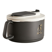 Parctical 304 Steel Camping Bowl With Detachable-Black 1650ML