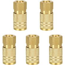 Conector de Ar NPT de 1/4 de Polegada, Conexões Industriais de Latão para Mangueiras de Ar, Conjunto de 5 Conectores Rápidos para Uso Automotivo e