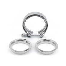 2,5 Zoll (63 mm) V-Band-Klemmflansch-Kit (Außen-/Innengewinde) für Turbo-Downpipes, Wastegates und V