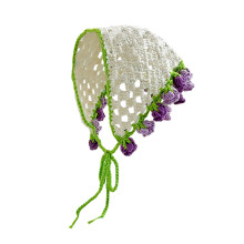 Elegant Crochet Flower Head Scarf Headpiece For Women-Purple