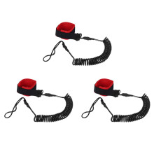 3pcs 10.6Ft Ankle Leash Surfing Coiled Stand Paddle Board Black Tpu Paddle Board Foot Leg Rope