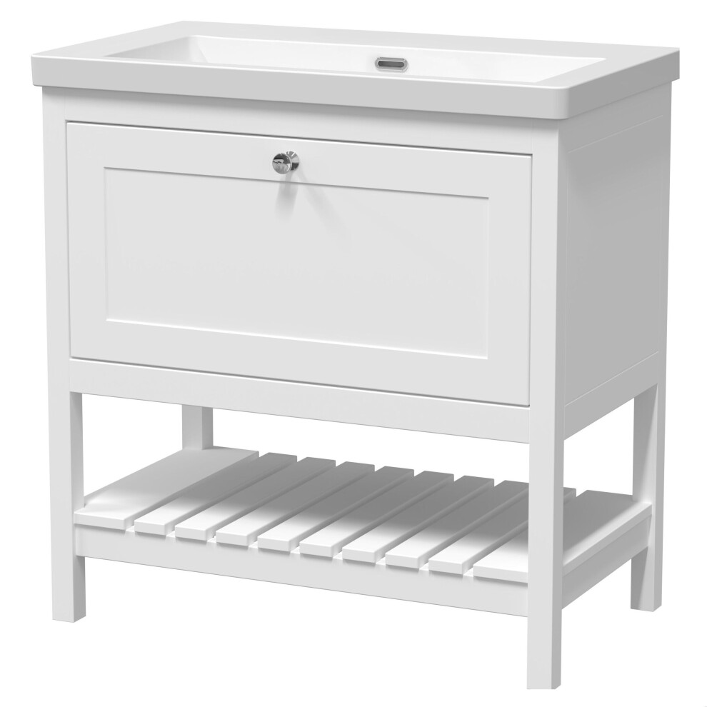 Balterley Coppenhall Contemporary 1 Drawer Floor Standing Vanity Unit, Pure White, 800Mm