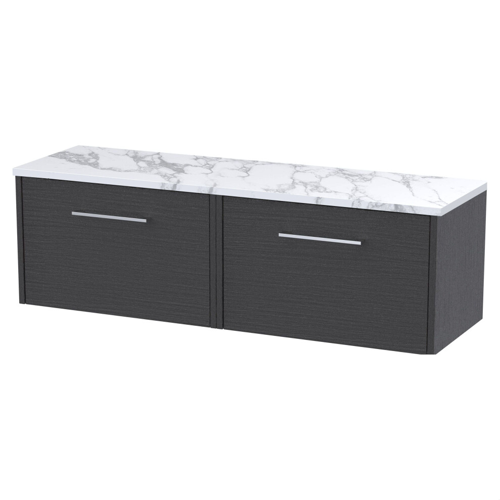 Balterley Winshill Contemporary 2 Drawer Wall Hung Vanity Unit With Laminate Worktop, Woodgrain Dark 1200Mm Grey