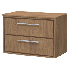 Longnor 2 Drawer Wall Hung Vanity Unit with Worktop, Antique Oak, 800mm