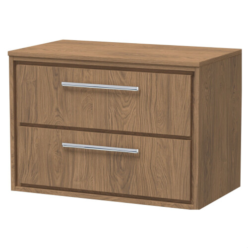 Balterley Longnor 2 Drawer Wall Hung Vanity Unit with Worktop, Antique Oak, 800mm