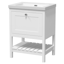 Coppenhall Contemporary 1 Drawer Floor Standing Vanity Unit, Pure White, 600mm