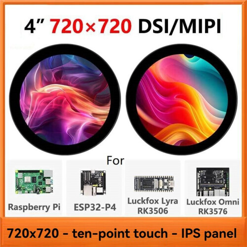 Tela Sensível Ao Toque LCD  MIPI de 4 Polegadas para Raspberry Pi, 720x720, Compatível com para Luckfox Lyra RK3506/ESP32-P4/para Luckfox Omni3576 2