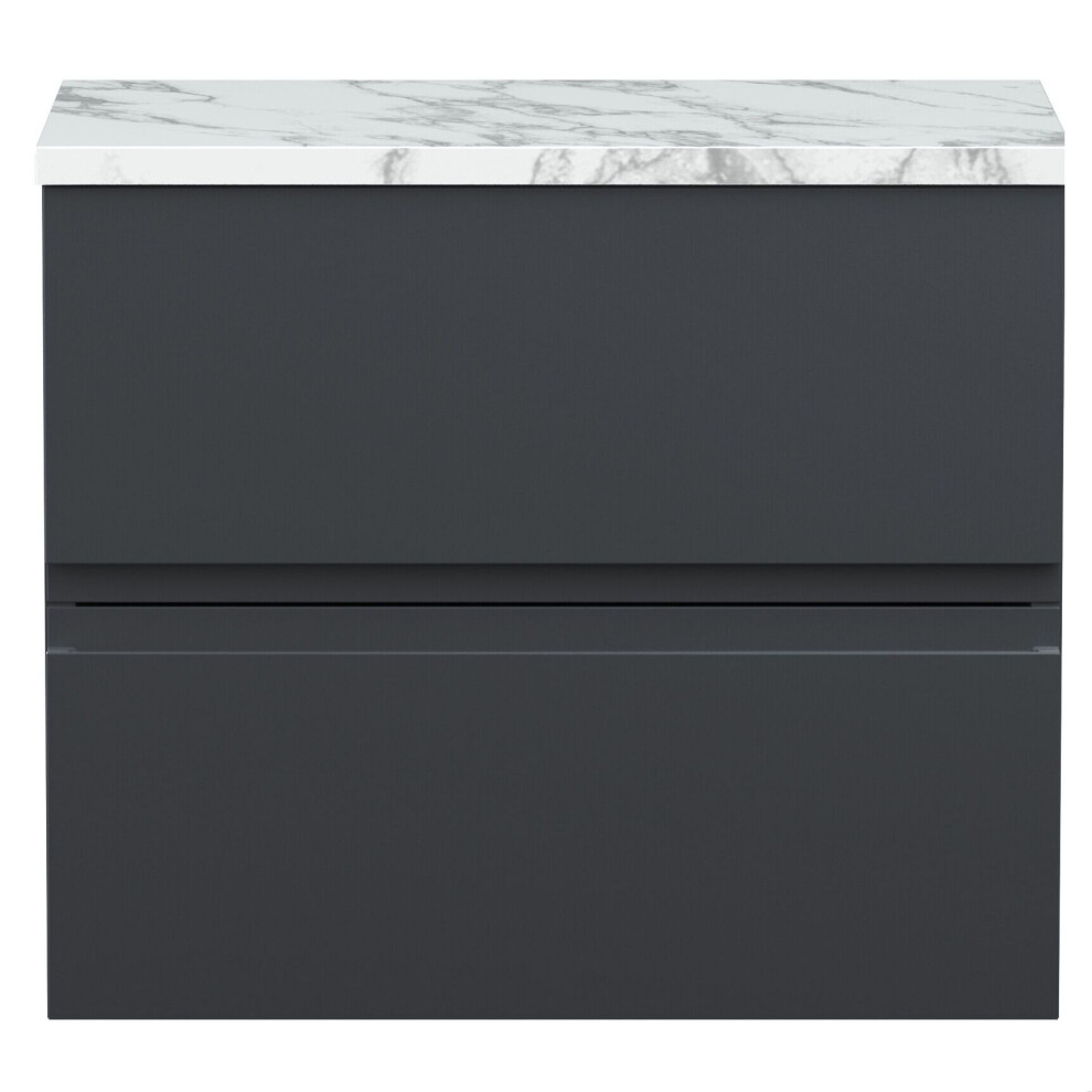 Balterley Mavesyn Contemporary 2 Drawer Wall Hung Vanity Unit With Laminate Worktop, Dark 600Mm Grey